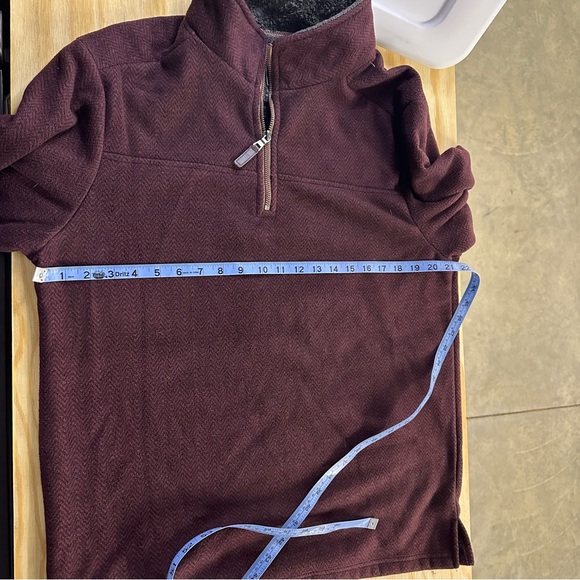 London Fog Mens Quarter Zip Herringbone Fleece Pullover Fleece Lined Large - Picture 2 of 4